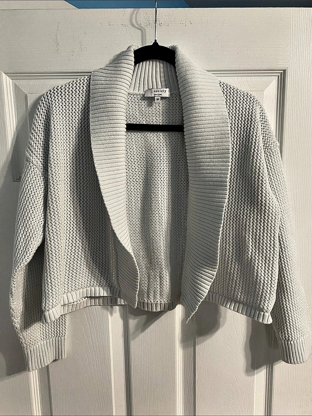 j. society Chunky Knit Cardigan in White Size Medium Like New